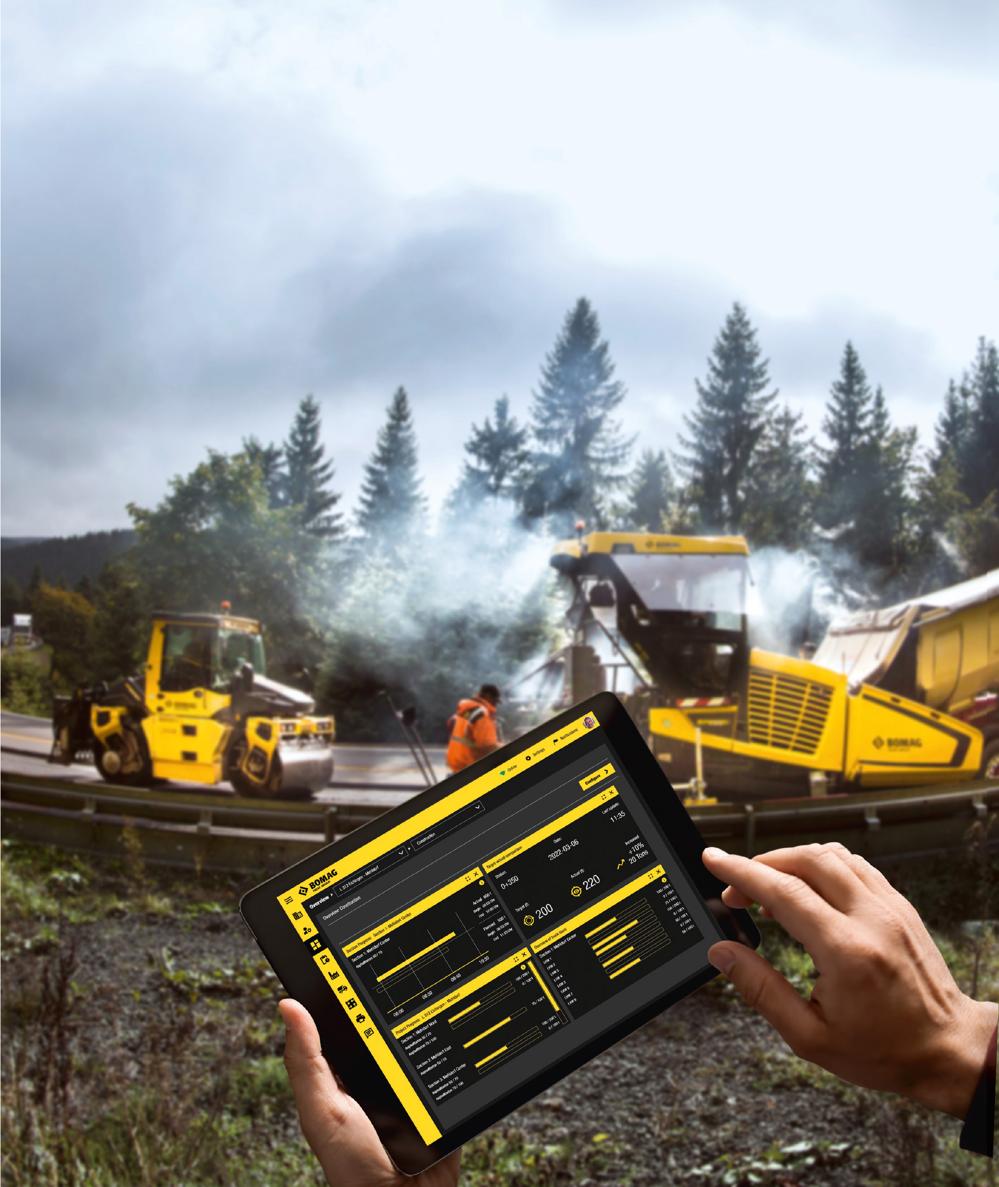 Bomag Asphalt pro beskrivs som ett system som följer med under hela processen. Bomag Asphalt pro beskrivs som ett system som följer med under hela processen.