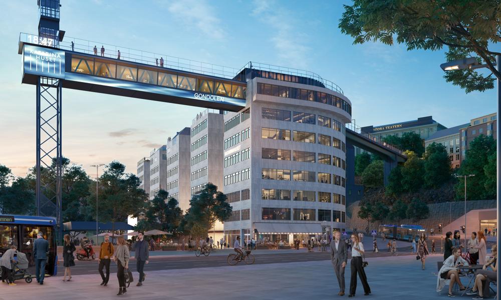 En visionsbild av Katarinahuset och den nya Mälarterassen vid Slussen. En visionsbild av Katarinahuset och den nya Mälarterassen vid Slussen.