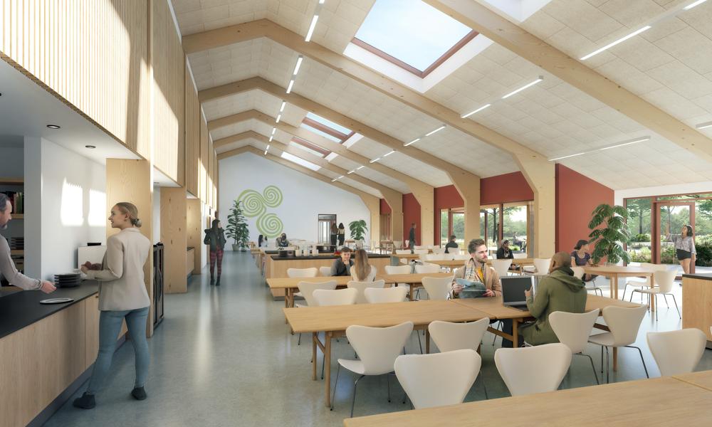 Sådan skal kantinen se ud i JU Aarhus' nye campus. Sådan skal kantinen se ud i JU Aarhus' nye campus.