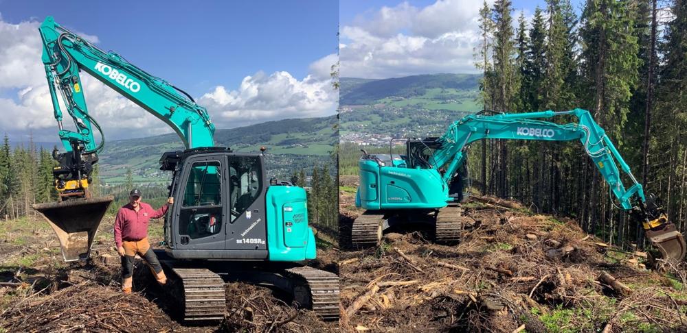 Edvard Kraabøl med sin sjette Kobelco siden 1998. Edvard Kraabøl med sin sjette Kobelco siden 1998.