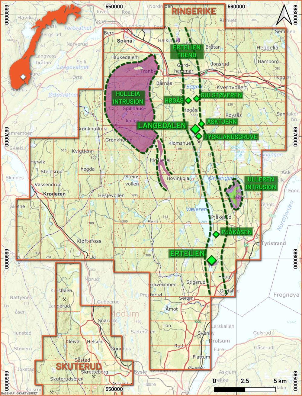 Ved Tyrifjorden: Dette er området vest for Tyrifjordeni Ringerike kommune hvor det bores etter metaller. Ved Tyrifjorden: Dette er området vest for Tyrifjordeni Ringerike kommune hvor det bores etter metaller.