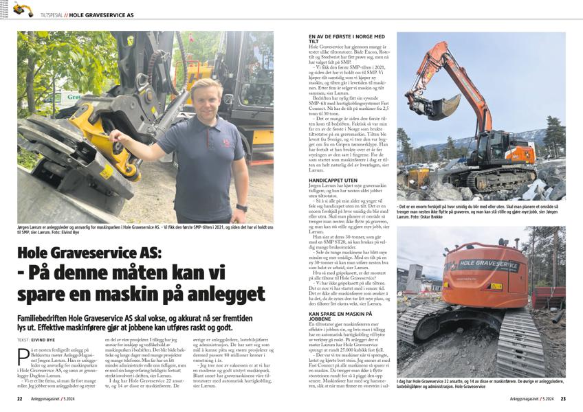 Hole Graveservice AS i AnleggsMagasinet 5-2024. Hole Graveservice AS i AnleggsMagasinet 5-2024.