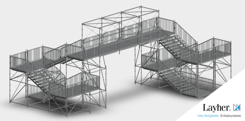 3D model af offentlig adgangsvej med Layhers trappevanger og Layher FW Bro. 3D model af offentlig adgangsvej med Layhers trappevanger og Layher FW Bro.