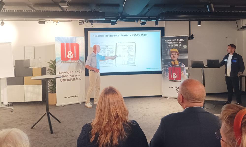 James-Dean El Aoud och Per Malmcrona förklarade hur företagen kan nå sina långsiktiga underhållsstrategier. James-Dean El Aoud och Per Malmcrona förklarade hur företagen kan nå sina långsiktiga underhållsstrategier.