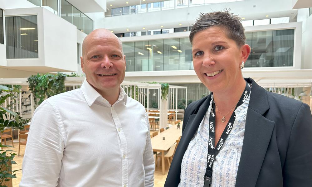 Tom Freddy Braathen, CCO i DigiQuip, og Kirsten Haneborg, HMS-sjef i NCC Building Norge. Tom Freddy Braathen, CCO i DigiQuip, og Kirsten Haneborg, HMS-sjef i NCC Building Norge.