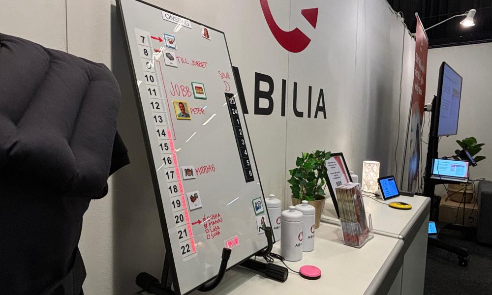 I montern visade Abilia bland annat upp tids- och planeringshjälpmedel Memoplanner, vars syfte är att ge användaren en ökad känsla för tid. I montern visade Abilia bland annat upp tids- och planeringshjälpmedel Memoplanner, vars syfte är att ge användaren en ökad känsla för tid.