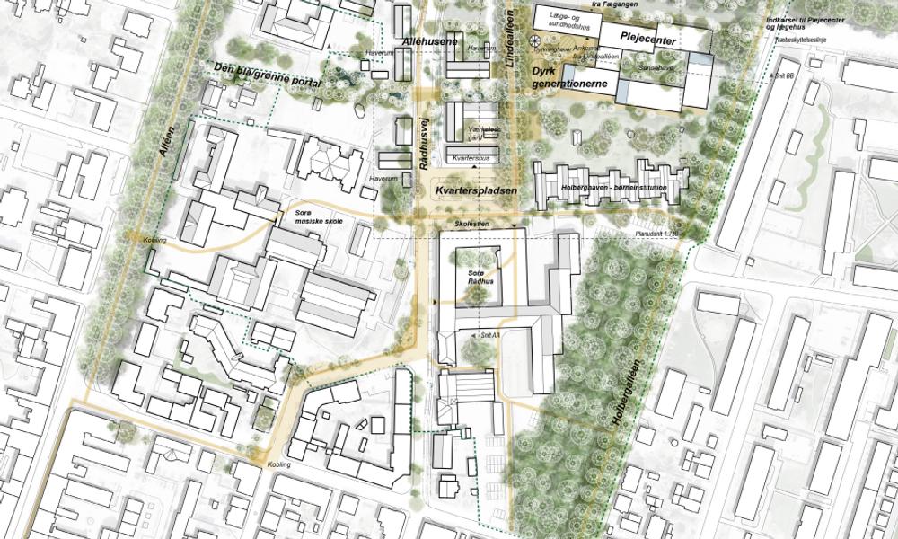 Holscher Nordbergs forslag “De Grønne Portaler” har vundet konkurrencen om Generationskvarteret i Sorø by, som skal rumme boliger og et nyt plejecenter. Holscher Nordbergs forslag “De Grønne Portaler” har vundet konkurrencen om Generationskvarteret i Sorø by, som skal rumme boliger og et nyt plejecenter.