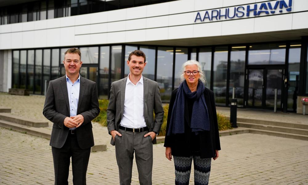 Fra venstre: Direktør for Port of Aarhus Thomas Harber Borch, borgmester i Aarhus og formand for Arhus Havn Anders Winnerskjold samt næstformand Agneta Björkman Fra venstre: Direktør for Port of Aarhus Thomas Harber Borch, borgmester i Aarhus og formand for Arhus Havn Anders Winnerskjold samt næstformand Agneta Björkman