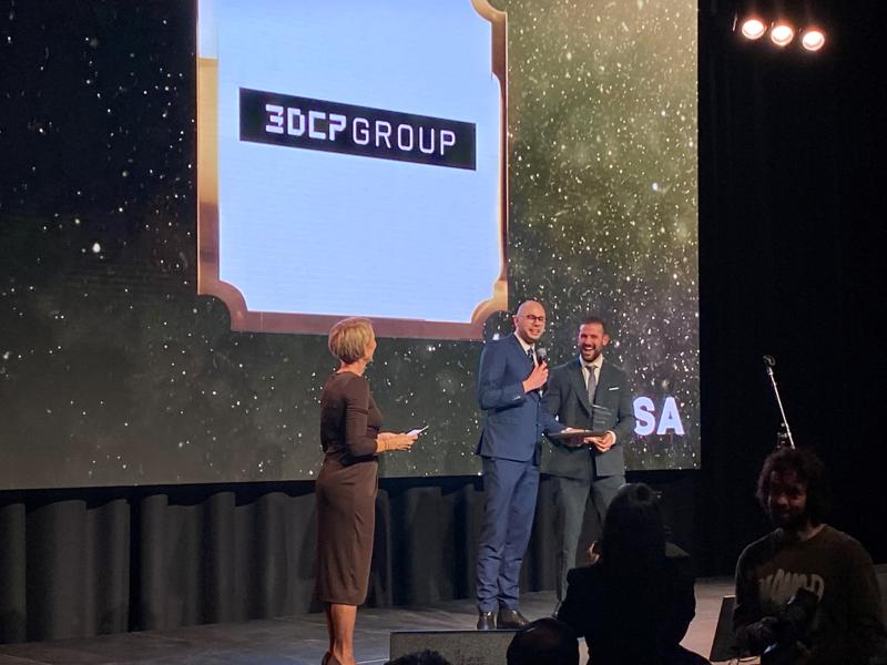 Hasan Alsofi og Mikkel Brich, der står bag 3DCP, vandt Den Grønne Pris ved årets Building Awards. Hasan Alsofi og Mikkel Brich, der står bag 3DCP, vandt Den Grønne Pris ved årets Building Awards.