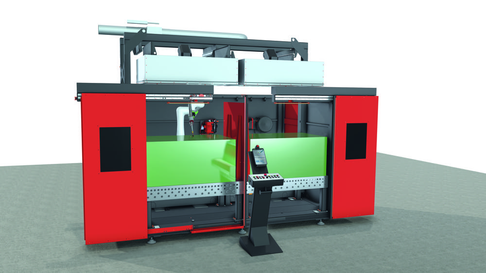 Fronius CWC-D cobot sveisesystem, design for en tostasjonsløsning. Fronius CWC-D cobot sveisesystem, design for en tostasjonsløsning.