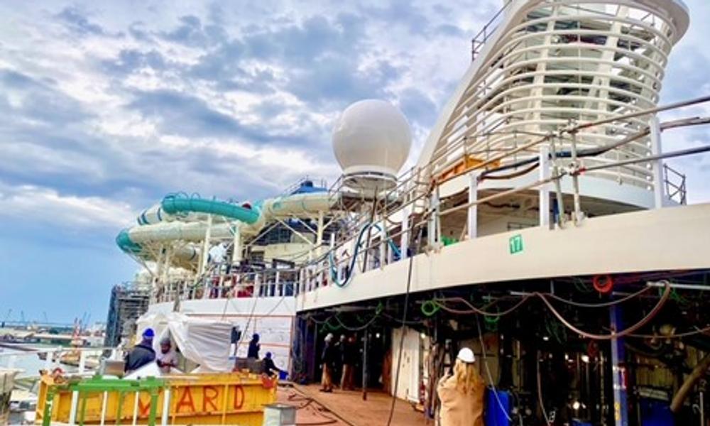 Næste skud på stammen af Prima-serien fra Norwegian Cruise Line tager form på Fincantieri-værftet i Venedig. Næste skud på stammen af Prima-serien fra Norwegian Cruise Line tager form på Fincantieri-værftet i Venedig.
