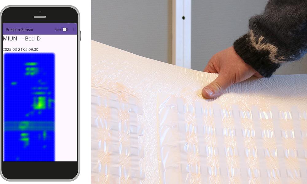 I en mobilapp kan vårdpersonalen både följa tryckfördelningen i realtid samt få ett larm om visst tryck över tid indikerar risk. I en mobilapp kan vårdpersonalen både följa tryckfördelningen i realtid samt få ett larm om visst tryck över tid indikerar risk.