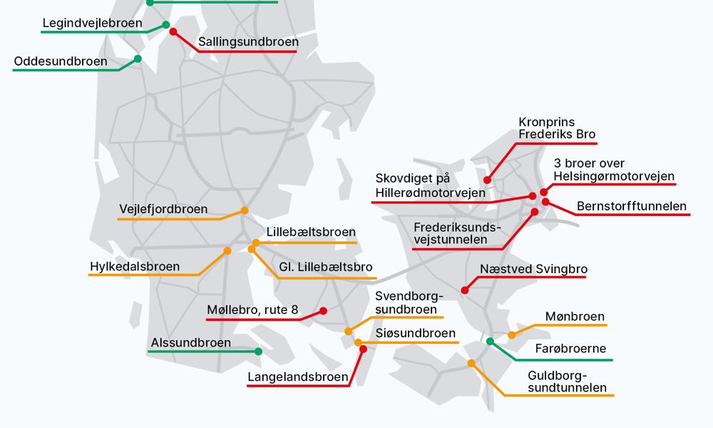 Større bro- og tunnelarbejder i 2025. Større bro- og tunnelarbejder i 2025.