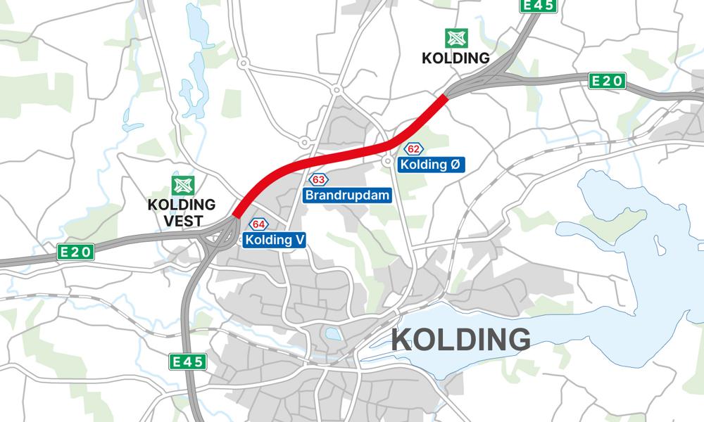 En sideudvidelse af cirka 7 km motorvej fra tre til fire spor er del af udbygningen af E20/E45 Nord om Kolding. En sideudvidelse af cirka 7 km motorvej fra tre til fire spor er del af udbygningen af E20/E45 Nord om Kolding.