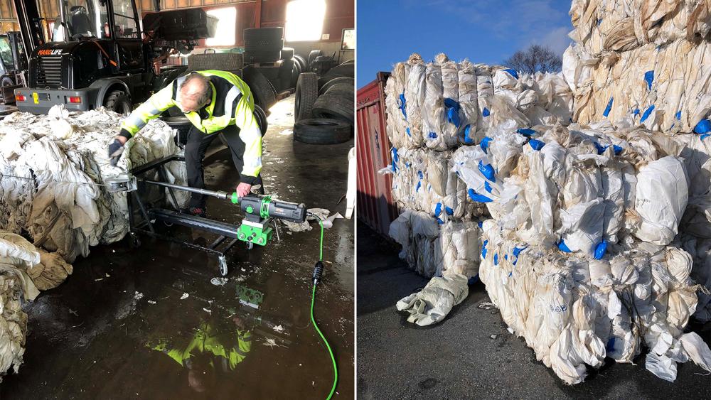 FORURENSNINGER: Jord-, sand- og gressrester er vanlig i landbruksplast. Her fra borreprøver gjennomført for Plastretur. FORURENSNINGER: Jord-, sand- og gressrester er vanlig i landbruksplast. Her fra borreprøver gjennomført for Plastretur.