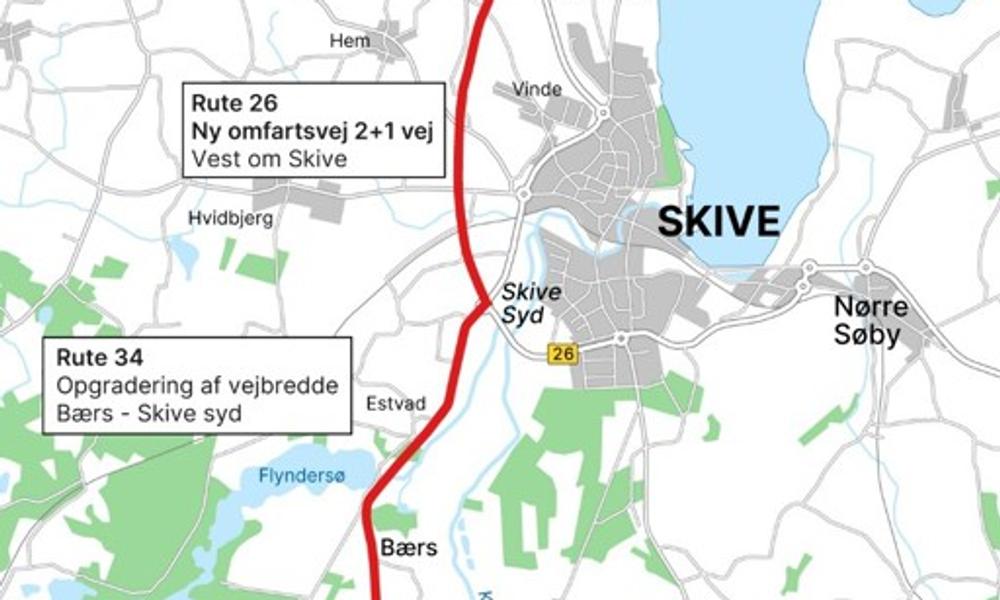 Linjeføringen mellem Haderup og Skive N. Linjeføringen mellem Haderup og Skive N.
