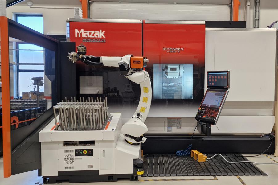 Robotcellen hos Jæren Maskinering består blant annet av en Mazak Integrex i-250H S som blant annet er utrustet med RoboJob robotcelle. Robotcellen hos Jæren Maskinering består blant annet av en Mazak Integrex i-250H S som blant annet er utrustet med RoboJob robotcelle.