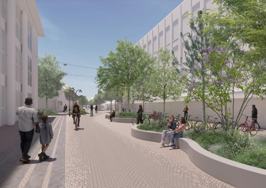 En skitse, signeret landskabsarkitekterne Masu, for fremtidens Algade i Roskilde. En skitse, signeret landskabsarkitekterne Masu, for fremtidens Algade i Roskilde.