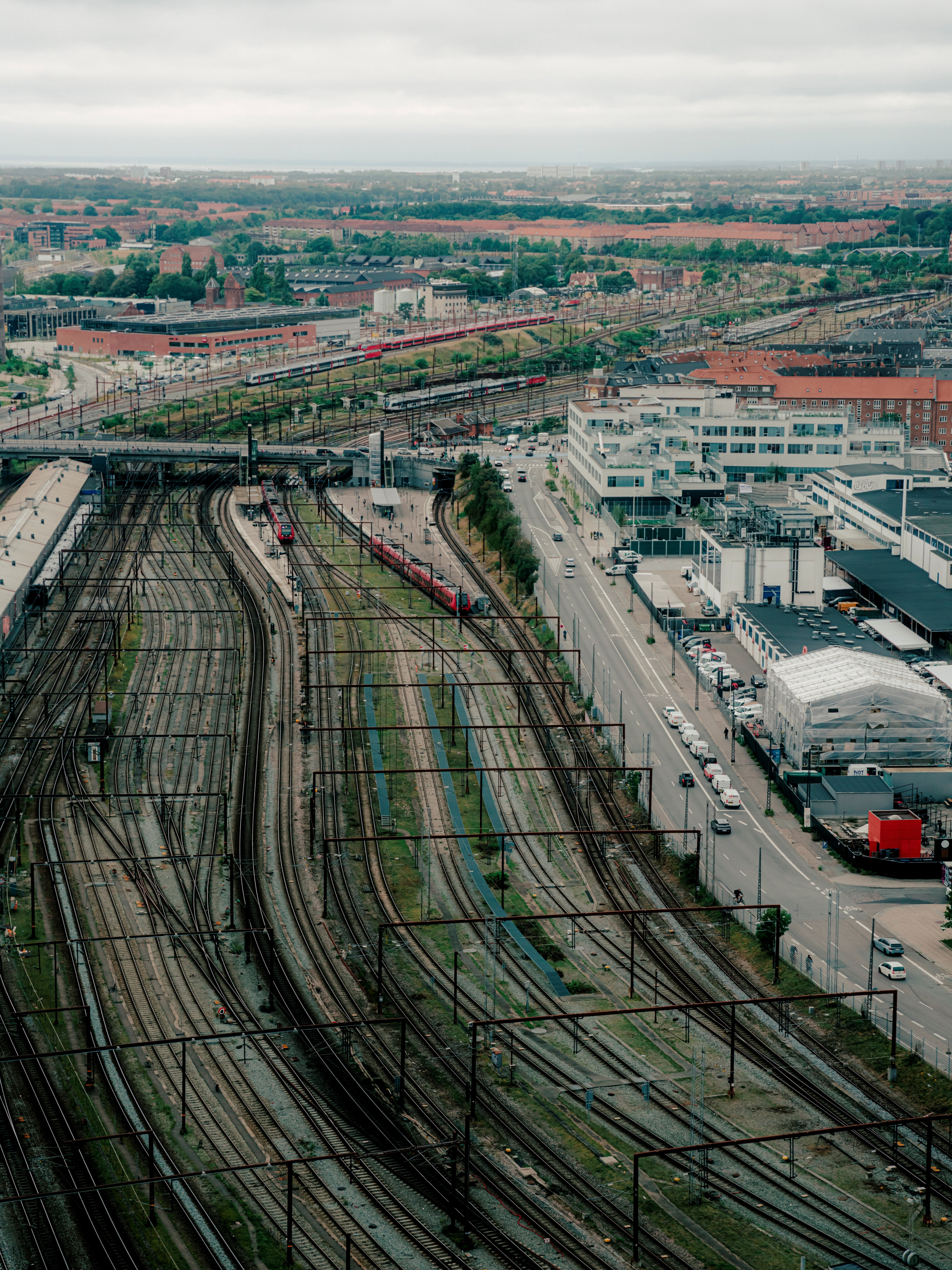 Luftfoto af DSB togbane