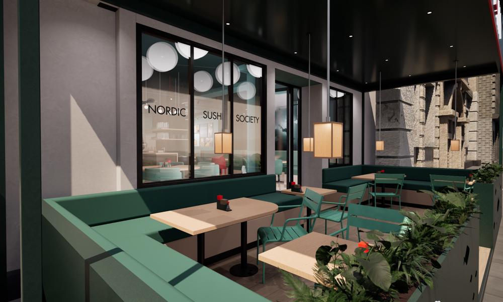 Den nya Sushi Yama-restaurangen på Mühlenkamp i Hamburg utifrån. Den nya Sushi Yama-restaurangen på Mühlenkamp i Hamburg utifrån.