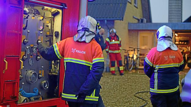 Brandfolk fra Nykøbing rykkede ud til branden i Solbjerg. Foto: Bo Lehm <i>Bo Lehm</i>