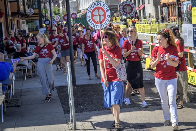 Sygeplejedemonstration i Aalborg under strejken. Foto: Martin Damgård