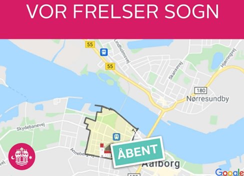 Vor Frelser Sogn (indtegnet) genåbner.