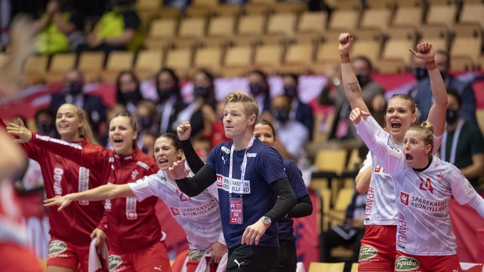 Hvis det som ventet ender med en dansk bronzemedalje efter kampen mod kroaterne, så har det været en drømmeslutrunden for den nye træner Jesper Jensen. Arkivfoto: Bo Amstrup/Ritzau/Scanpix