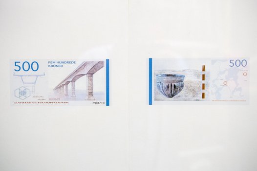 Sådan kom 500-kronesedlen ikke til at se ud. Sallingsundbroen endte som bekendt på 50'eren, og med broen gengivet i en anden vinkel. <i>Bo Lehm</i>