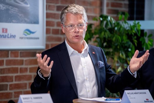 Det bliver 30 procent dyrere for Stena Line med de nye færger end de to foregående, der bliver erstattet, forklarer Niclas Mårtensson på pressemødet. Foto: Torben Hansen