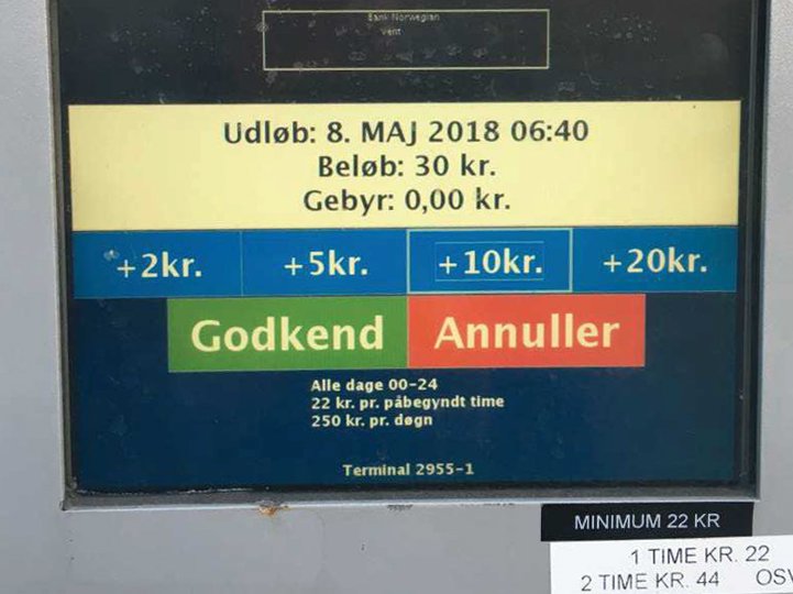 Kunder, der brugte kreditkort, betalte for meget for deres parkering. Privatfoto