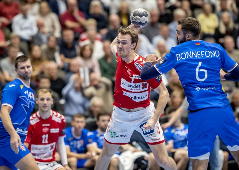 Felix Claar scorede otte gange, da Aalborg Håndbold onsdag slog Meshkov Brest i Champions League. Arkivfoto: René Schütze/Ritzau Scanpix <i>Ritzau Scanpix</i>