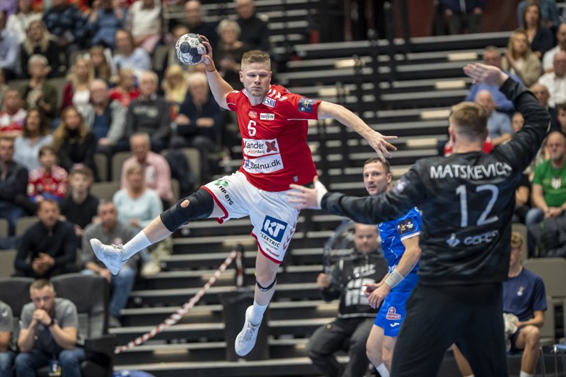 Sebastian Barthold scorede syv gange i sejren over Meshkov Brest. Foto: René Schütze/Ritzau Scanpix <i>Ritzau Scanpix</i>