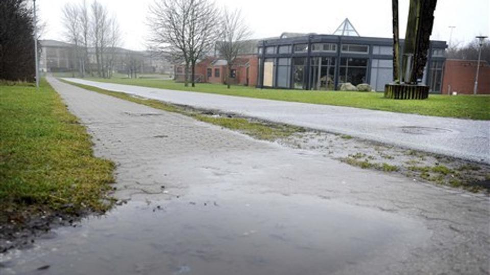 Det var på stien ved Trekanten og Blåkildevej i Aalborg Øst, at den 15-årige blev udsat for voldtægtsforsøg. Foto: Michael Koch