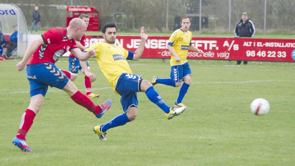 Skjold Sæbys spillere virkede slidte i opgøret i Skive.Foto: Kurt Bering <i>Kurt Bering</i>