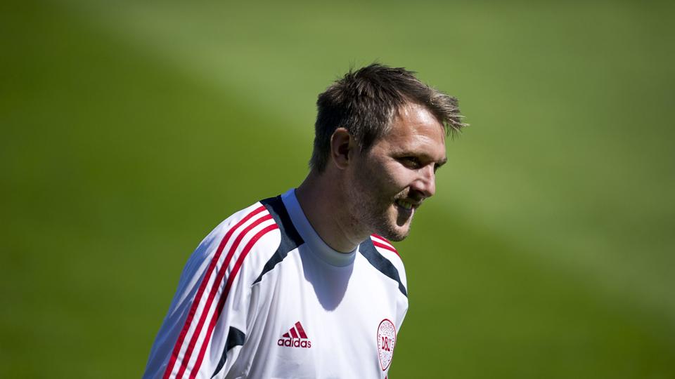 Michael Silberbauer under træningen i Kolobrzeg i Polen. Det er indtil videre kun der, at han har været i aktion under Euro 2012. Foto: Claus Bech/Scanpix <i>Scanpix Denmark</i>