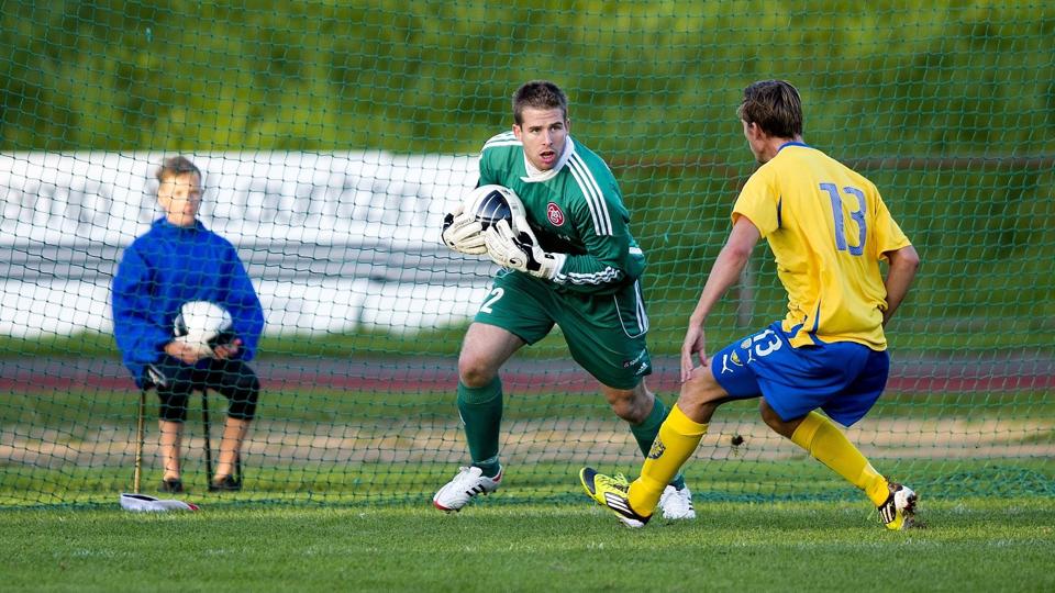 Carsten Christensen i aktion, da han fik chancen på superligaholdet i pokalkampen mod Skovbakken. Foto: Henrik Bo
