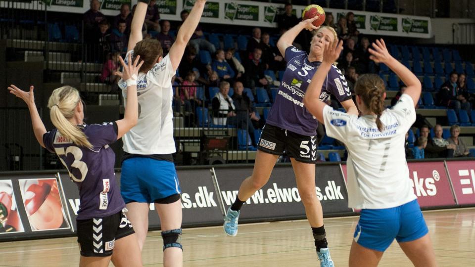 Vendsyssel Håndbold i de lilla trøjer sikrede sig lørdag to vigtige point i 1. division.Arkivfoto: Carl Th. Poulsen <i>Carl Th. Poulsen</i>