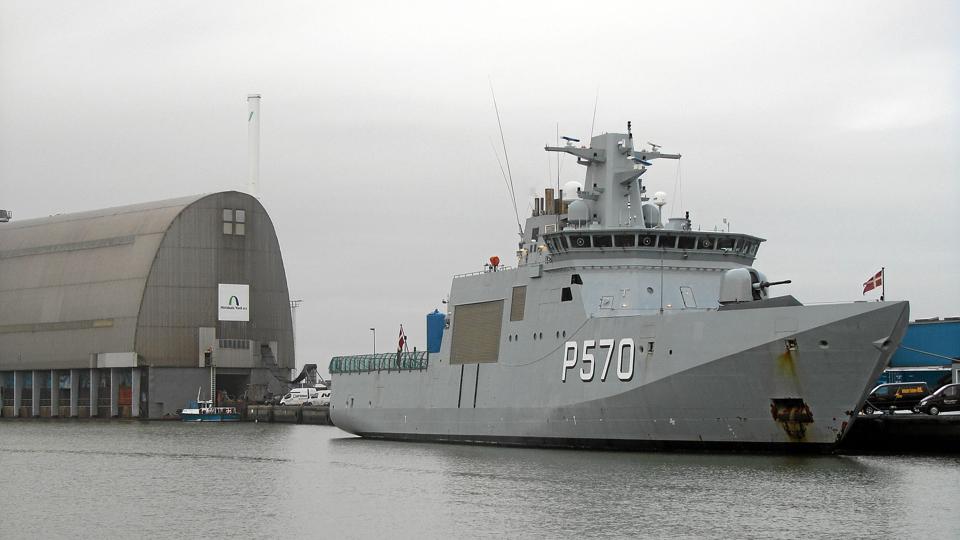 P 570 ”Knud Rasmussen” umiddelbart før doksætningen.Foto: Preben Andreasen <i>Preben Andreasen</i>