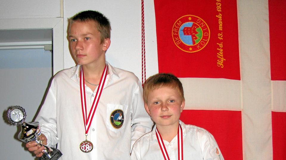 Andreas Christoffersen (t.v.) og Rasmus Jørgensen, begge Asaa Billardklub blev henholdsvis nummer et og to ved landsfinalen.Privatfoto Foto: Allan Mortensen <i>Allan Mortensen</i>