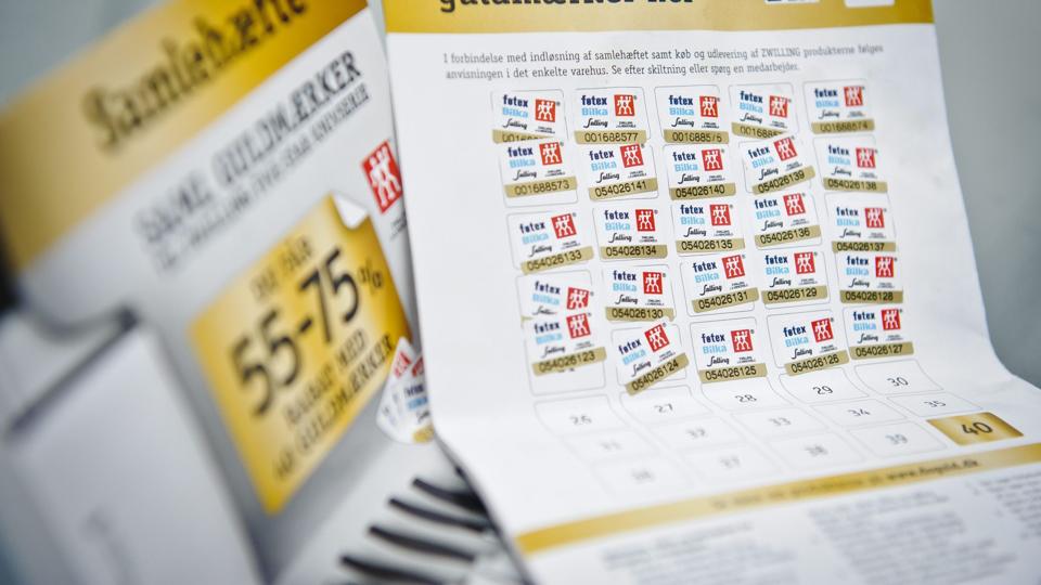 Den nye knivkampagne kræver 40 af de guldmærker, som kunderne får udleveret ved kassen. Foto: Martin Damgård