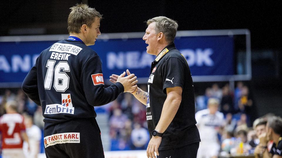 Ole Erevik præsterede 21 redninger i Skive og fik velfortjent ros af cheftræner Nikolaj Jacobsen. Arkivfoto: Henrik Bo <i>Foto: Henrik Bo</i>