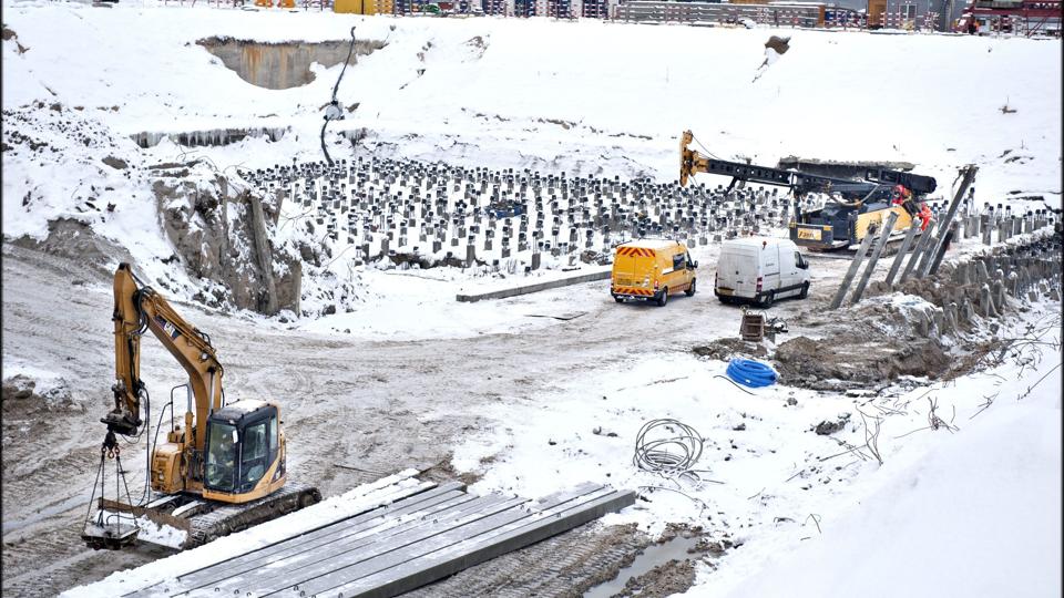 Sne og kulde giver ekstra risiko for arbejdsskader på byggepladserne.Arkivfoto. Torben Hansen <i>Foto: Torben Hansen</i>
