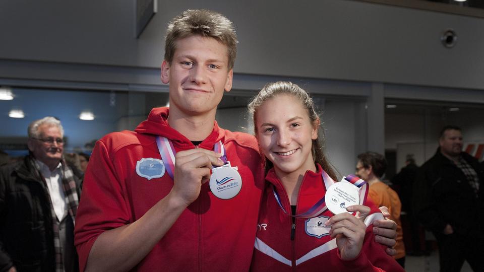 Viktor Bromer hentede tre medaljer ved DM på kortbane lørdag aften. Julie Levisen fik bronze i 100 meter fri. Foto: Torben Hansen <i>Foto: Torben Hansen</i>