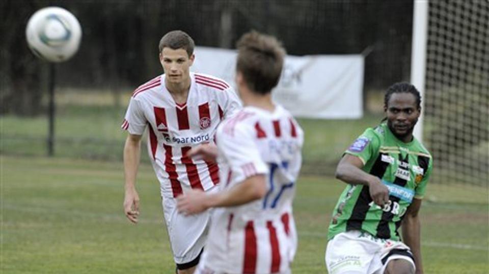 Nicklas Helenius scorede AaB's trøstemål mod GAIS. Foto: Michael Koch