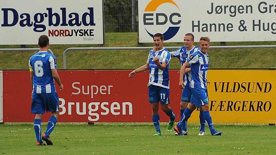 Sead Gavranovic bragte Thisted foran efter tyve minutters spil i Aarhus, men føringen i første halvleg holdt blot ti minutter. Til gengæld hamrede han den ind til 4-2 i anden halvleg. Arkivfoto: Diana Holm <i>diana.holm@nordjyske.dk</i>