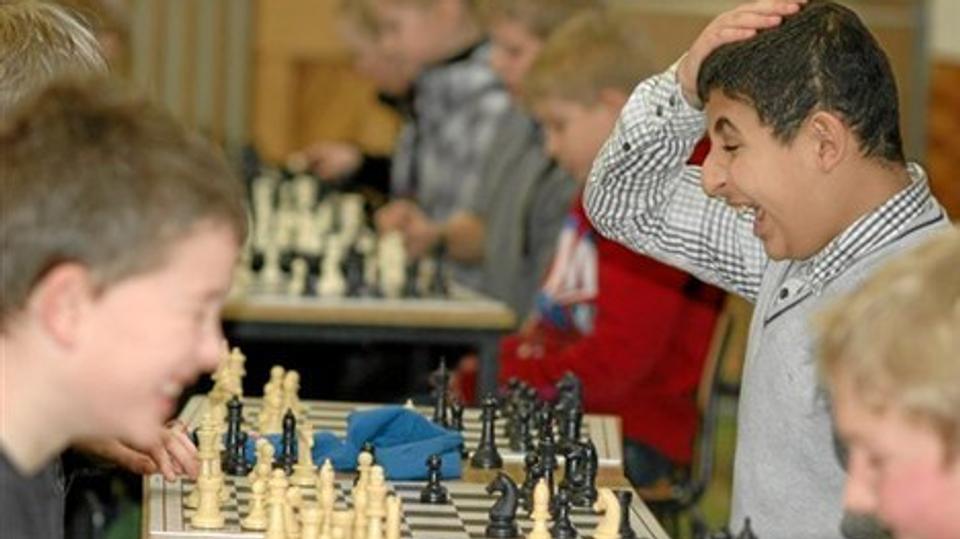 Ahmed Soliman fra 4b var i højt humør, selvom det ikke blev til lutter sejre. Privatfoto