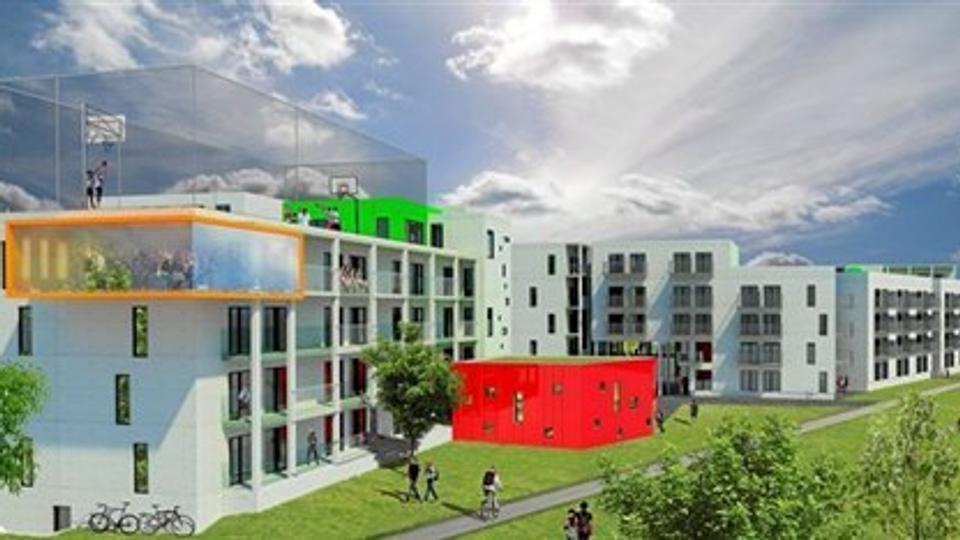 Henius House med 240 ungdomsboliger ventes færdigt i august 2013. Illustration: Arkitektfirmaet C.F. Møller A/S