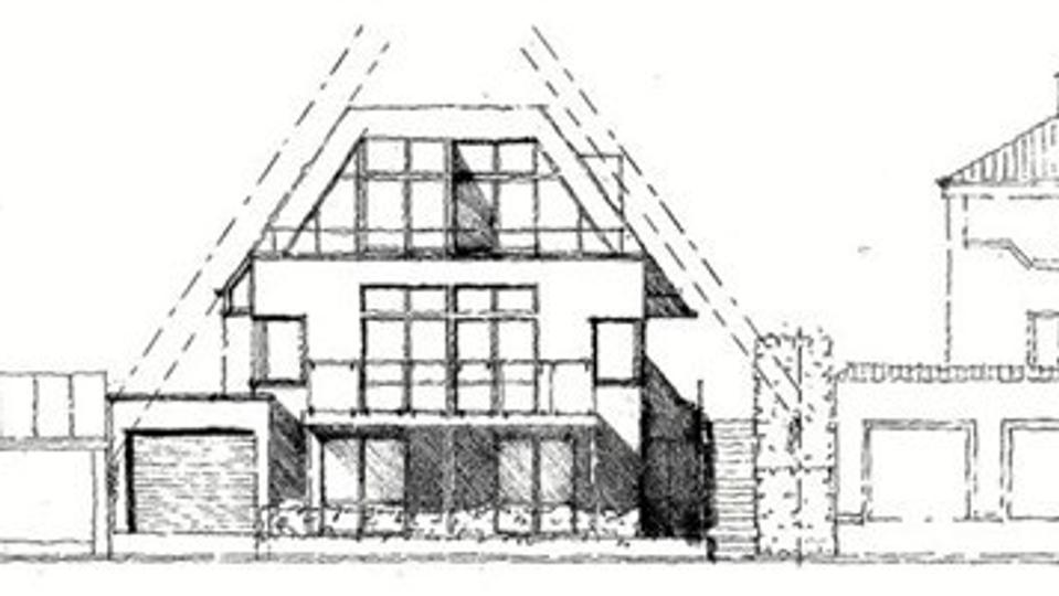 Det er dette dispensations-belagte byggeprojekt på Nedre Strandvej 65, læseren anker imod. Tegning: Tegnestuen Blåkilde/v Bjarne Sørensen