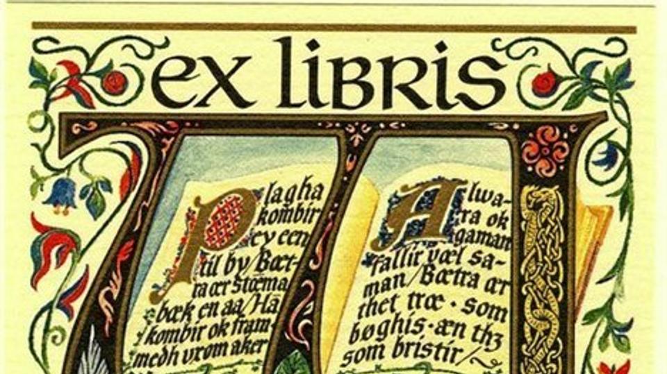 Et eksempel på bog-ejermærket exlibris